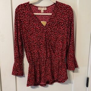 MICHAEL Michael Kors Red and Black Blouse